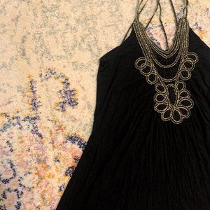 Mini Black Dress with Gold Detail